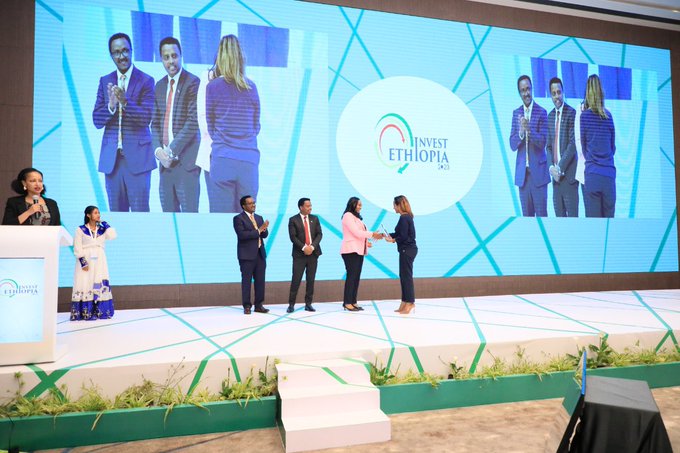The recognition is delivered to the Gold sponsor of Invest Ethiopia 2023-Ethiopian Investmnet